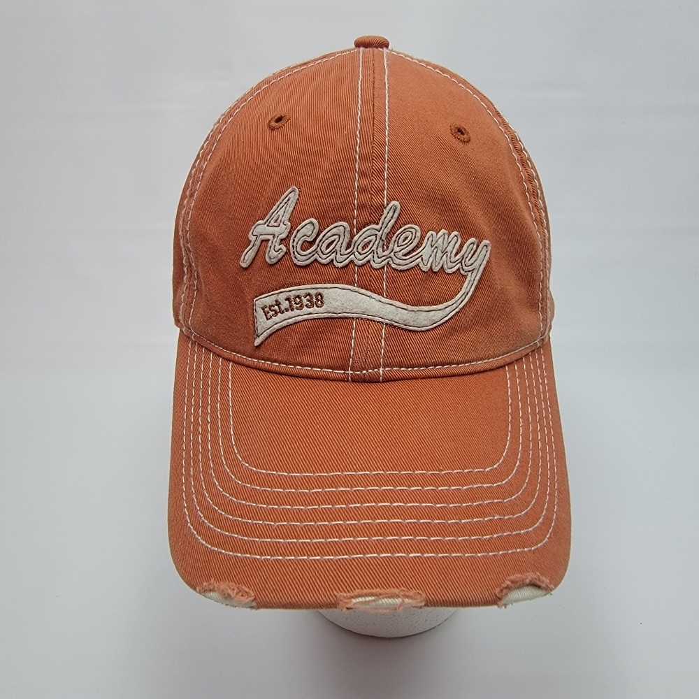 Academy Sports Outdoors Sowed Letter Cap Hat Orange Adjustable Closure One Size.